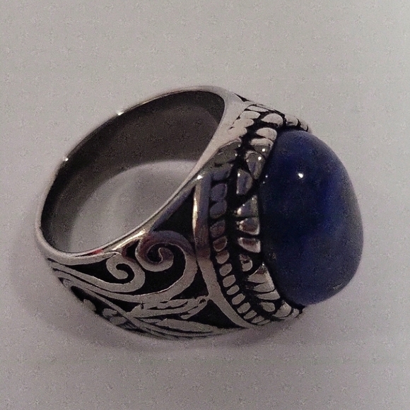 561- Lapis Lazuli Natural Gemstone Handmade Men's Ring Size 8 NWT - Picture 1 of 8